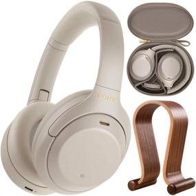 img 4 attached to 🎧 Sony WH1000XM4/S Premium Wireless Over-The-Ear Headphones Bundle with Noise Cancelling, Deco Gear Wood Headphone Display Stand, and Protective Travel Carry Case