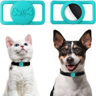 🐾 chuangsiyc airtag protective case - gps tracking dog cat collar accessories - pet loop holder - silicone protective case lightweight soft anti-lost - peacock blue - bone logo