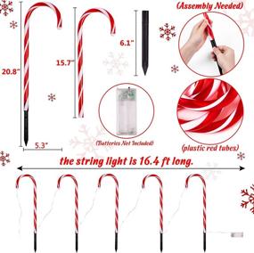 img 2 attached to 🍬 Pack of 10 Candy Cane Lights for Christmas Decorations - 20.8" | Xmas Pathway Markers for Outdoor and Indoor Walkways | Battery-Powered (Batteries Not Included)