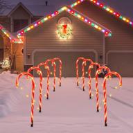 🍬 pack of 10 candy cane lights for christmas decorations - 20.8" | xmas pathway markers for outdoor and indoor walkways | battery-powered (batteries not included) logo