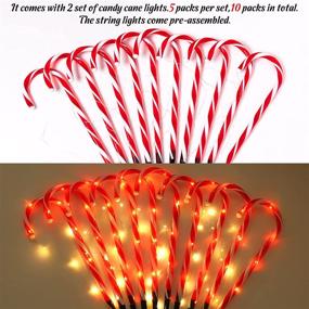 img 1 attached to 🍬 Pack of 10 Candy Cane Lights for Christmas Decorations - 20.8" | Xmas Pathway Markers for Outdoor and Indoor Walkways | Battery-Powered (Batteries Not Included)