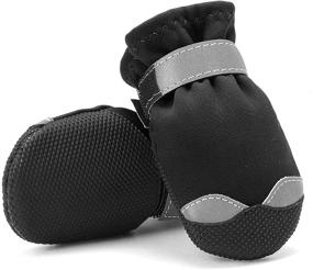 img 2 attached to Waterproof Dog Boot GLE2016 – Rugged Pet Shoes for Rain & Outdoor, Indoor Paw Protectors, Large Dog Boots with Non-Slip Black Rubber Sole, Reflective Strap & Breathable Design