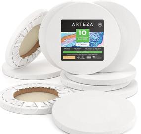 img 4 attached to 🎨 Arteza 10 Pack Stretched Canvas, 8 Inch Round Diameter, Blank Cotton Canvases, Gesso-Primed 8 oz, Ideal for Acrylic Pouring and Oil Painting