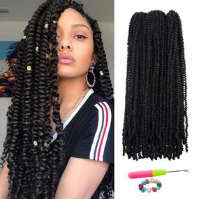 img 4 attached to 🌊 Волнообразные волосы для крючка Water Wave Bom Twist - 3 пакета Afro Bom Twist, кудрявые волосы для крючка Passion Twist длиной 24 дюйма из человеческих волос, предварительно закрученные пряди для черных женщин (24 дюйма 3 пакета, 1B)