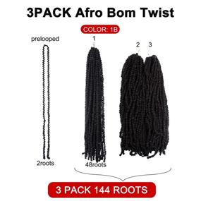 img 1 attached to 🌊 Волнообразные волосы для крючка Water Wave Bom Twist - 3 пакета Afro Bom Twist, кудрявые волосы для крючка Passion Twist длиной 24 дюйма из человеческих волос, предварительно закрученные пряди для черных женщин (24 дюйма 3 пакета, 1B)