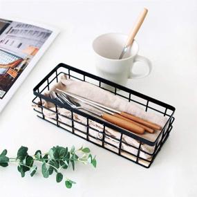 img 1 attached to Detachable Wood Base Storage Organizer Bin Basket for Kitchen Cabinets, Bathroom, Pantry, Garage, and Laundry Room - Brown, Small Metal Wire Storage Basket