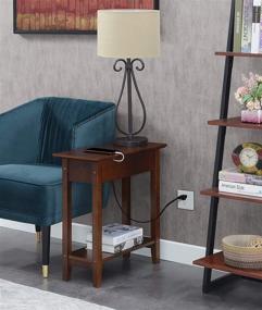 img 4 attached to Convenience Concepts American Heritage Flip Top End Table: Charge & Store in Espresso