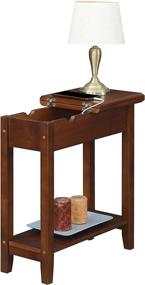 img 3 attached to Convenience Concepts American Heritage Flip Top End Table: Charge & Store in Espresso