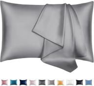 🛏️ leccod satin pillowcase 2 pack with envelope closure - hair and skin friendly pillow covers - cool, super soft, and luxurious - deep gray, queen size (20x30) logo