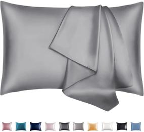 img 4 attached to 🛏️ Leccod Satin Pillowcase 2 Pack with Envelope Closure - Hair and Skin Friendly Pillow Covers - Cool, Super Soft, and Luxurious - Deep Gray, Queen Size (20x30)