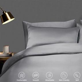 img 2 attached to 🛏️ Leccod Satin Pillowcase 2 Pack with Envelope Closure - Hair and Skin Friendly Pillow Covers - Cool, Super Soft, and Luxurious - Deep Gray, Queen Size (20x30)