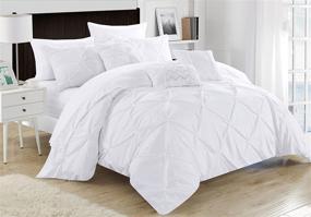 img 3 attached to 🛏️ Chic Home 10 Piece Hannah Pinch Pleated Queen Bed In a Bag Comforter Set White - Enhance your Bedroom Décor with Ruffled and Pleated Details. Complete with Sheet Set.
