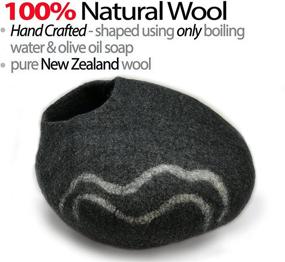 img 2 attached to 🐱 iPrimio 100% Natural Wool Eco-Friendly Cat Cave - Handmade Premium Felt - Perfect Covered Cat House and Bed for Indoor Cozy Hideaway - Medium Pod Soft Hooded Bed