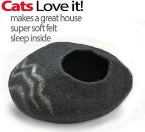 img 3 attached to 🐱 iPrimio 100% Natural Wool Eco-Friendly Cat Cave - Handmade Premium Felt - Perfect Covered Cat House and Bed for Indoor Cozy Hideaway - Medium Pod Soft Hooded Bed