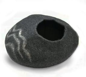 img 4 attached to 🐱 iPrimio 100% Natural Wool Eco-Friendly Cat Cave - Handmade Premium Felt - Perfect Covered Cat House and Bed for Indoor Cozy Hideaway - Medium Pod Soft Hooded Bed