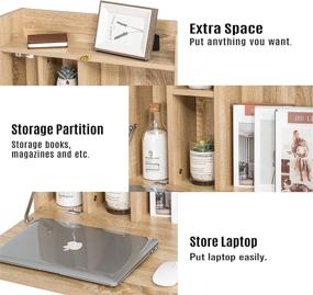 img 2 attached to 🖥️ Beige Wall Mounted Laptop Computer Desk with Storage Compartments - Multifunctional Fold Down Table for Home & Office