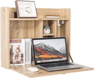 🖥️ beige wall mounted laptop computer desk with storage compartments - multifunctional fold down table for home & office logo