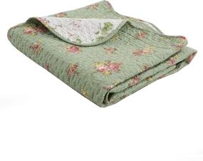 img 1 attached to 🌸 Cozy Line Home Fashions Blossom Vintage Floral Quilted Cotton Throw: Reversible, All-Season Comfort!