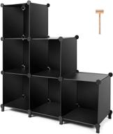 📦 функциональные ящики tomcare cube storage 6-cube closet organizer black - модульные полки для книг в спальне, гостиной, офисе - пластиковые полки и шкафы для организации. логотип