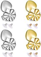 hypoallergenic adjustable earring lifters with ryer earring backs - 2 sets 💕 of drooping earring support in silver & rose gold (heart-shaped) - new heart design logo