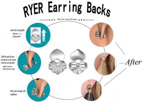 img 3 attached to Hypoallergenic Adjustable Earring Lifters with Ryer Earring Backs - 2 Sets 💕 of Drooping Earring Support in Silver & Rose Gold (Heart-Shaped) - New Heart Design