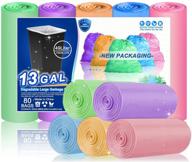 🌈 okkeai 13 gallon colorful biodegradable garbage bags - heavy duty, thick tall recycling trash bags for kitchen, home, office, garden, patio - made from 100% recycled material (80 count) logo