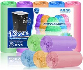 img 4 attached to 🌈 OKKEAI 13 Gallon Colorful Biodegradable Garbage Bags - Heavy Duty, Thick Tall Recycling Trash Bags for Kitchen, Home, Office, Garden, Patio - Made from 100% Recycled Material (80 Count)