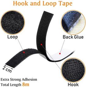 img 3 attached to 🔒 8M Extra Strong Double-Sided Tape with Fastener | 20mm Wide Black Self-Adhesive Pad with Loop and Hook Tape