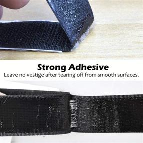 img 2 attached to 🔒 8M Extra Strong Double-Sided Tape with Fastener | 20mm Wide Black Self-Adhesive Pad with Loop and Hook Tape