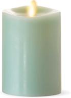 luminara realistic artificial moving flame pillar candle - moving flame led battery operated lights - unscented - remote ready - remote sold separately - smoke green - 3&#34 logo