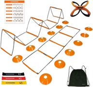 🏋️ alphaworx agility training equipment - foldable instant set-up tangle-free design 8+4 rung speed ladder workout ladder with 12 soccer cones, 3 resistance bands & 1 storage bag - all-in-one agility ladder логотип