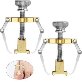 img 4 attached to Stainless Steel Ingrown Toenail Lifter Set - Foot Care Tool for Paronychia, 2 Pieces, Gold