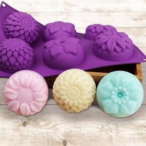 img 2 attached to 🌸 3 Packs SENHAI 6-Cavity Silicone Flower Shape Cake Molds for Homemade Cake Chocolate Cupcake - Purple Blue Pink - Fondant Shape Decorating Ice Cube Trays