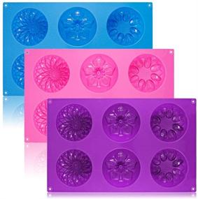 img 3 attached to 🌸 3 Packs SENHAI 6-Cavity Silicone Flower Shape Cake Molds for Homemade Cake Chocolate Cupcake - Purple Blue Pink - Fondant Shape Decorating Ice Cube Trays