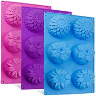 🌸 3 packs senhai 6-cavity silicone flower shape cake molds for homemade cake chocolate cupcake - purple blue pink - fondant shape decorating ice cube trays logo