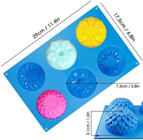 img 1 attached to 🌸 3 Packs SENHAI 6-Cavity Silicone Flower Shape Cake Molds for Homemade Cake Chocolate Cupcake - Purple Blue Pink - Fondant Shape Decorating Ice Cube Trays