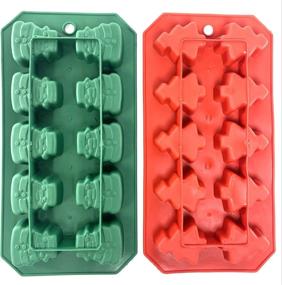 img 1 attached to 🎄 Christmas Holiday Ice Cube Trays, Festive Candy Molds, Santa Jell-O Molds, Christmas Tree Ice Pop Molds 2 pack (Tree Shape & Snowman Shape)