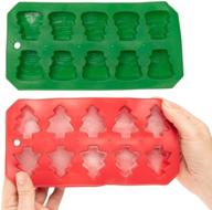 🎄 christmas holiday ice cube trays, festive candy molds, santa jell-o molds, christmas tree ice pop molds 2 pack (tree shape & snowman shape) logo