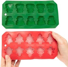 img 4 attached to 🎄 Christmas Holiday Ice Cube Trays, Festive Candy Molds, Santa Jell-O Molds, Christmas Tree Ice Pop Molds 2 pack (Tree Shape & Snowman Shape)