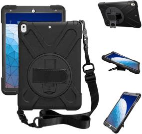 img 4 attached to 📱 Zenrich iPad Air 3 Case 2019, iPad Pro 10.5 Case 2017, 360 Rotating Kickstand Hand Strap & Shoulder Belt Shockproof Heavy Duty Rugged Case for iPad 10.5 inch Tablet, 2017/2020 Release, Black