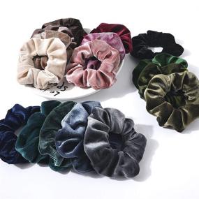 img 1 attached to 💁 Velvet Hair Ties Scrunchies for Women - Ivyu16 Pack Cute Big Scrunchy Vsco Girl Accessories with Scrunchie Holder - Perfect Gift Idea Hair Ties Elastic Bands for Women