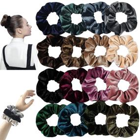 img 4 attached to 💁 Velvet Hair Ties Scrunchies for Women - Ivyu16 Pack Cute Big Scrunchy Vsco Girl Accessories with Scrunchie Holder - Perfect Gift Idea Hair Ties Elastic Bands for Women
