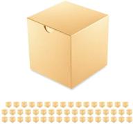 🎁 packqueen 50 gift boxes, 4x4x4 inches, craft paper gift boxes with lids for cupcakes, candles, wedding favors, glossy gold, grain texture - ideal for gift ornaments logo