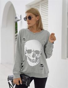 img 3 attached to 👕 Blooming Jelly Women's Oversized Sweater with Skull Graphic - Long Sleeve Crewneck Sweatshirt Top for a Stylish Look