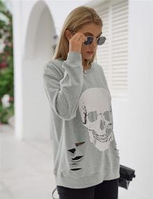 img 1 attached to 👕 Blooming Jelly Women's Oversized Sweater with Skull Graphic - Long Sleeve Crewneck Sweatshirt Top for a Stylish Look