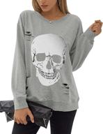 👕 blooming jelly women's oversized sweater with skull graphic - long sleeve crewneck sweatshirt top for a stylish look логотип