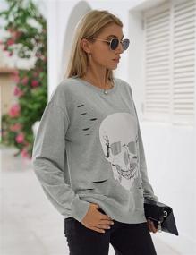 img 2 attached to 👕 Blooming Jelly Women's Oversized Sweater with Skull Graphic - Long Sleeve Crewneck Sweatshirt Top for a Stylish Look