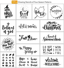 img 3 attached to 15 Seasonal Stencils for Outdoor Painting - Reusable Welcome Templates for Wood, Wall, Furniture, Tile - Graffiti Spray Painting, Festival Stencils for Halloween, Christmas, New Year