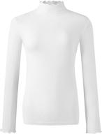 klotho women's lightweight ruffle mock neck tops with ribbed lettuce trim - soft base layer for improved seo логотип