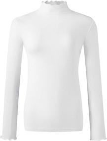 img 4 attached to KLOTHO Women's Lightweight Ruffle Mock Neck Tops with Ribbed Lettuce Trim - Soft Base Layer for Improved SEO